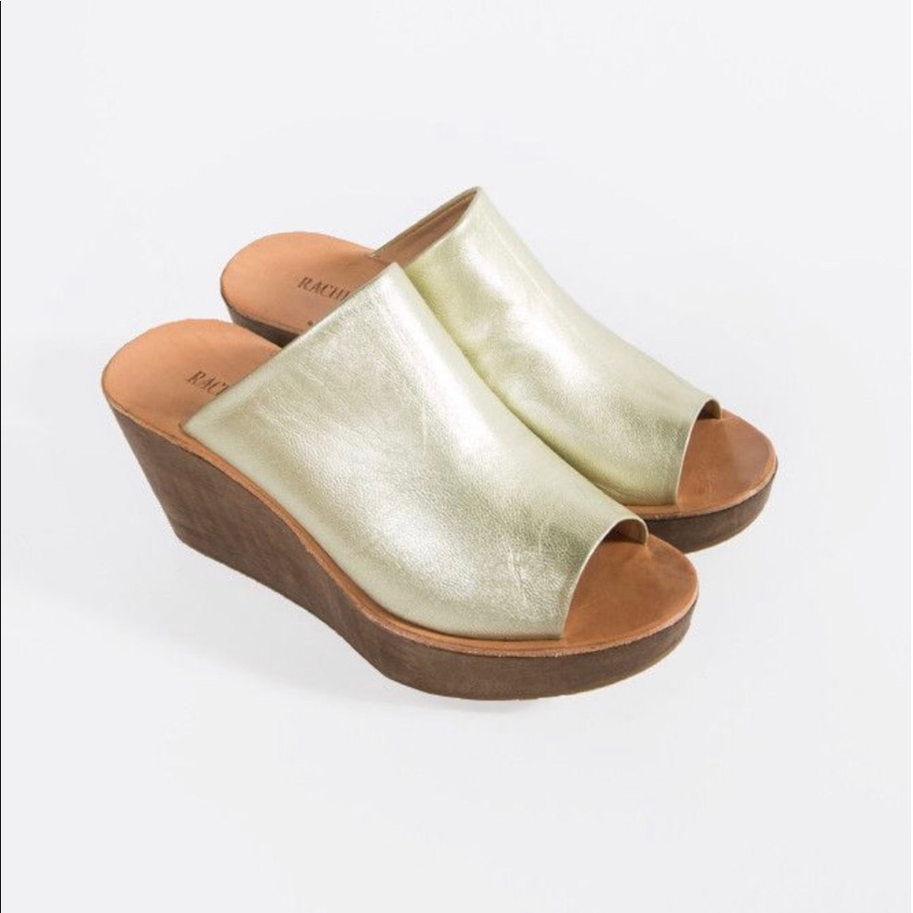 RACHEL COMEY GOLD LOW MOON PLATFORM MULES